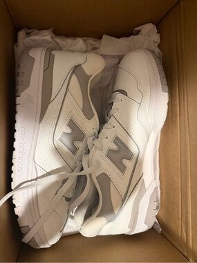 New Balance 550 White and Light Gray Sneakers